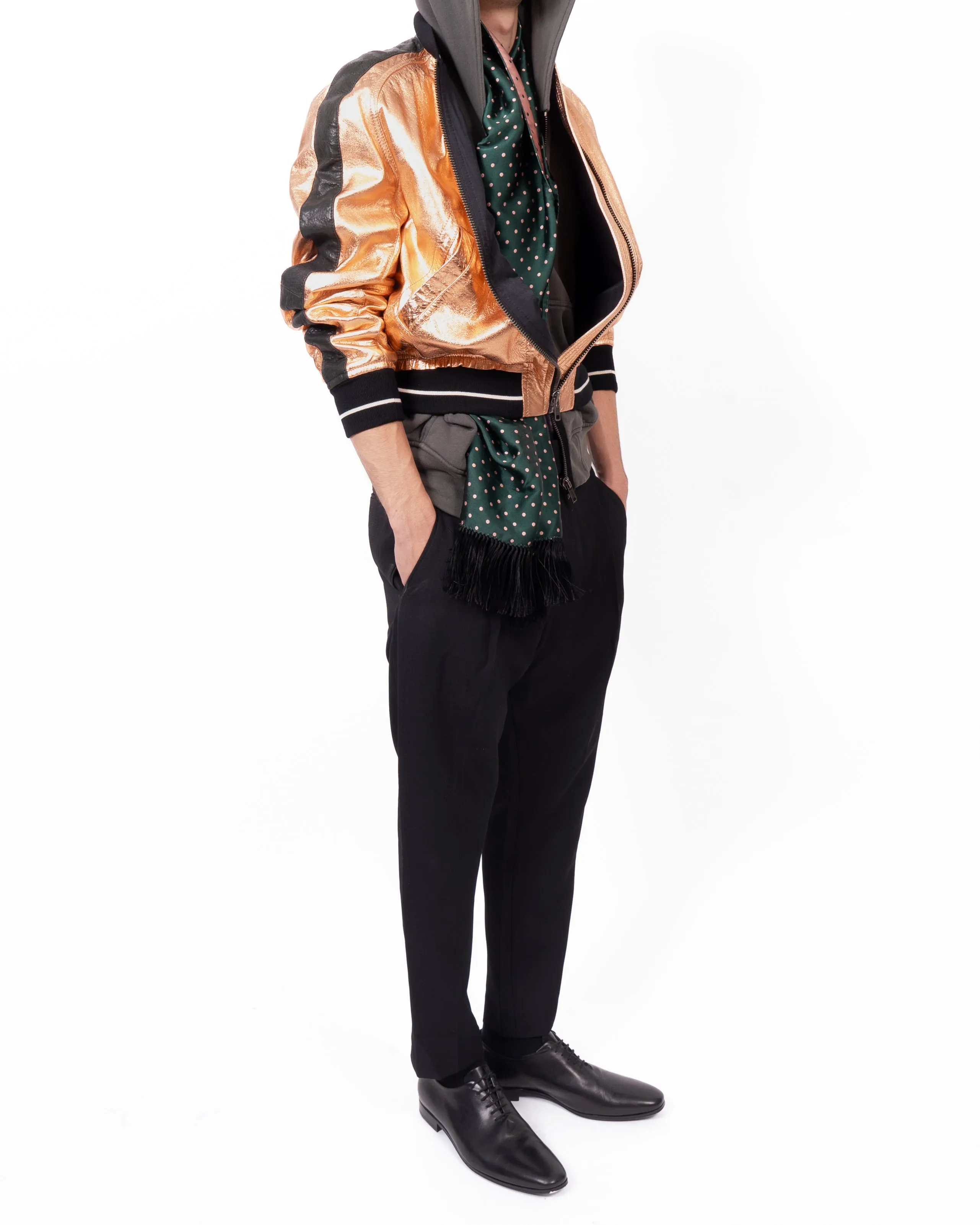 SS17 Boxy Bomber Jacket in Bronze Metallic Leather