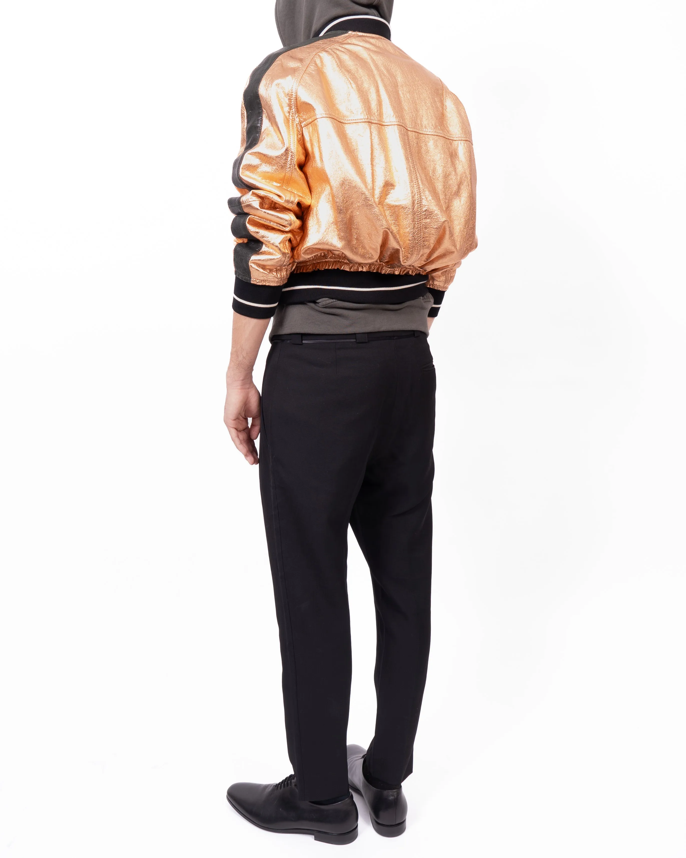 SS17 Boxy Bomber Jacket in Bronze Metallic Leather