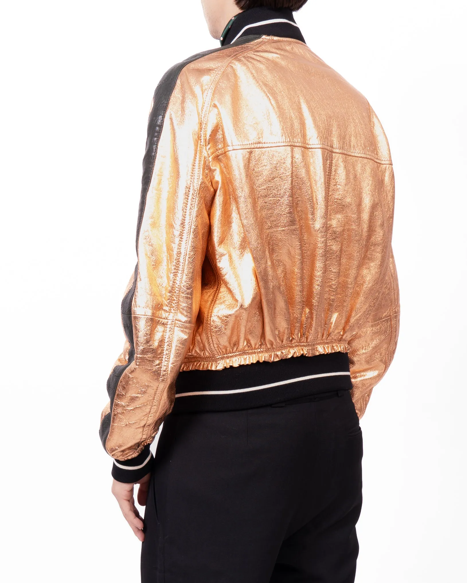 SS17 Boxy Bomber Jacket in Bronze Metallic Leather