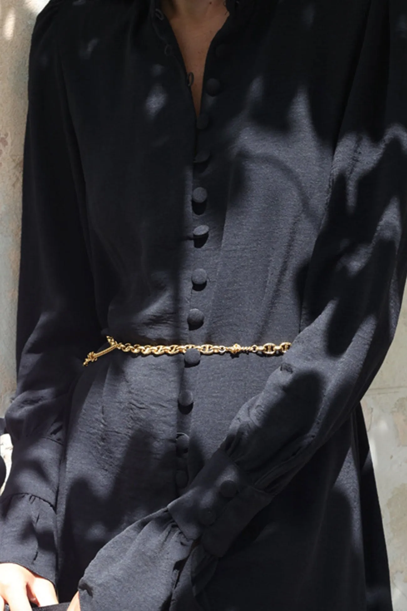 Stand Neck Single-breasted Shirt Dress