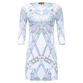 T-Shirt dress watercolor birds print