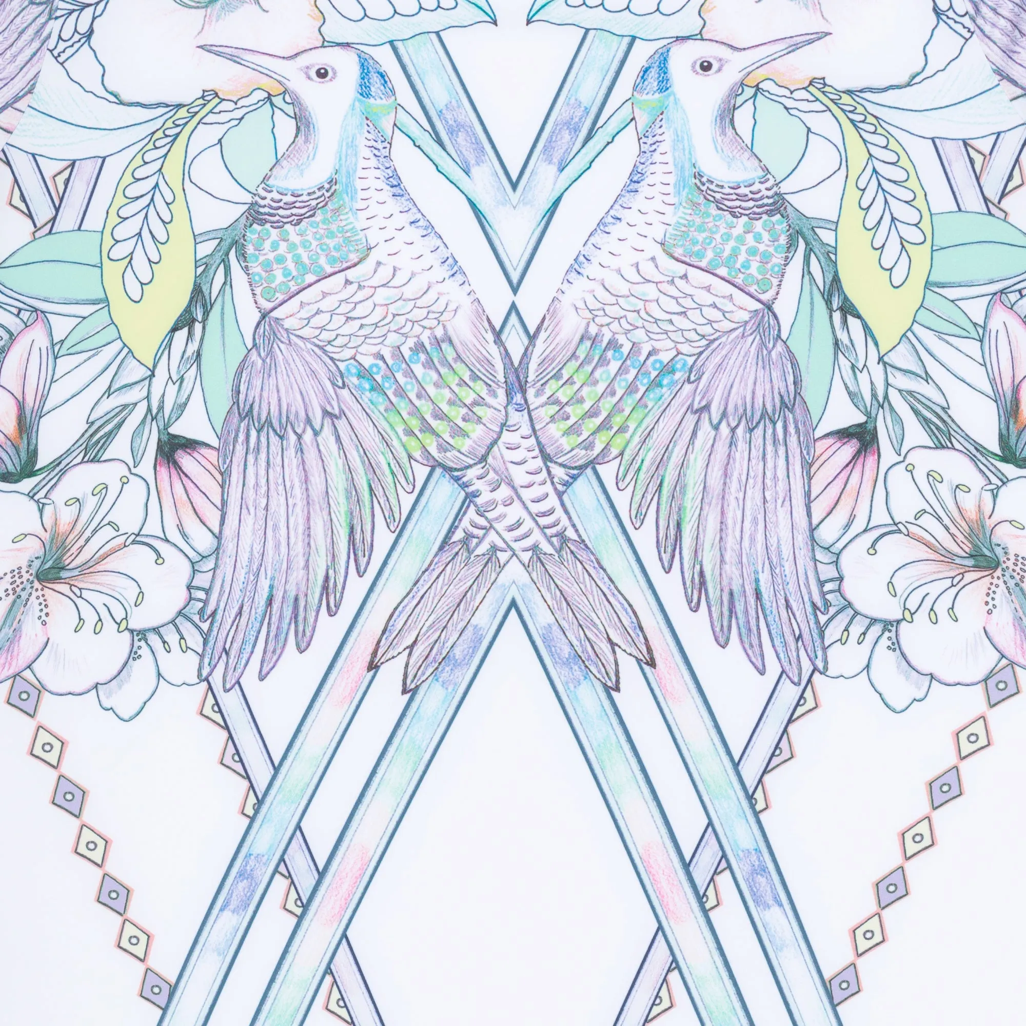 T-Shirt dress watercolor birds print