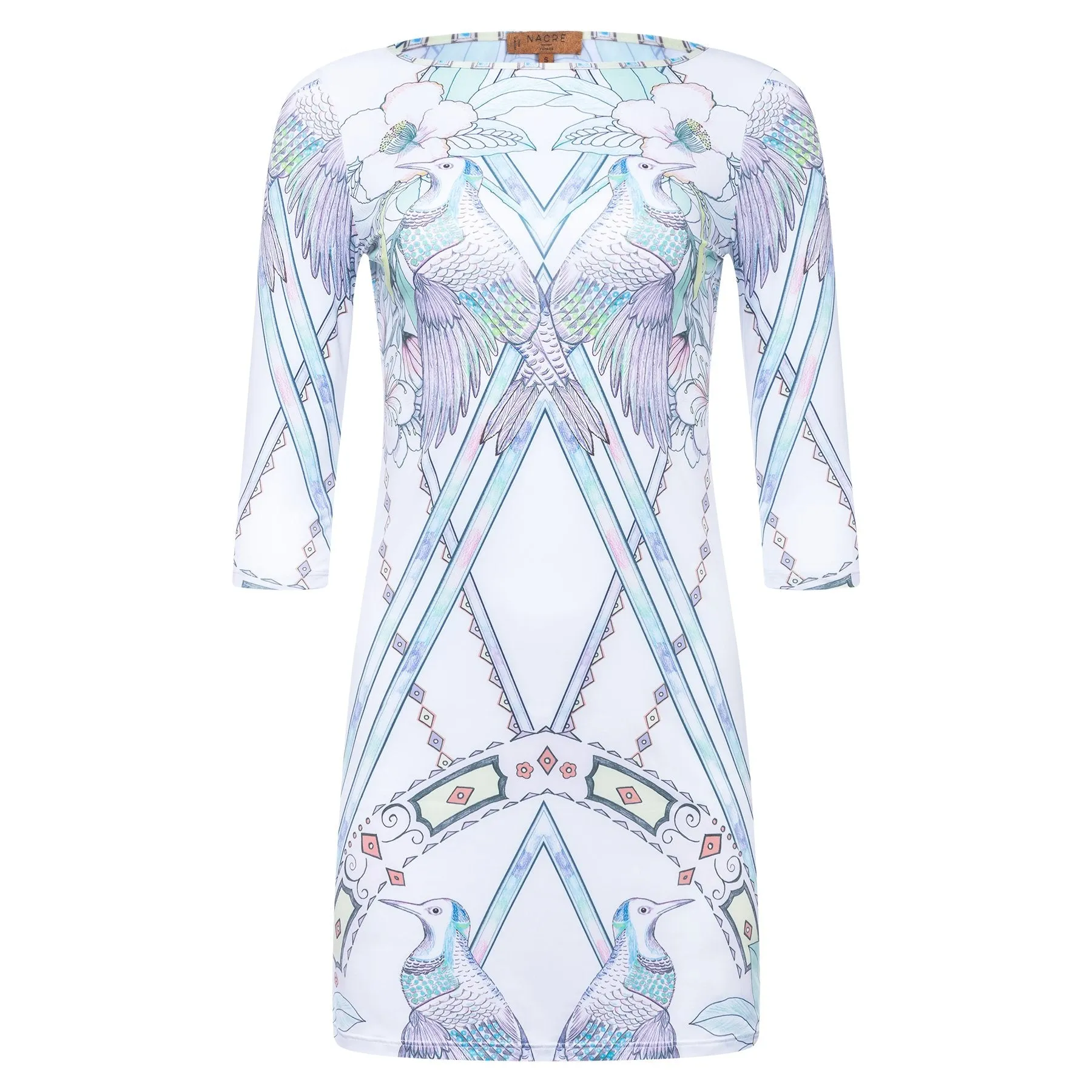 T-Shirt dress watercolor birds print