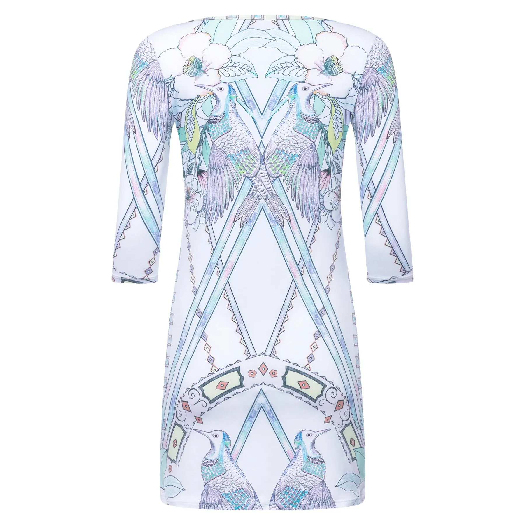 T-Shirt dress watercolor birds print