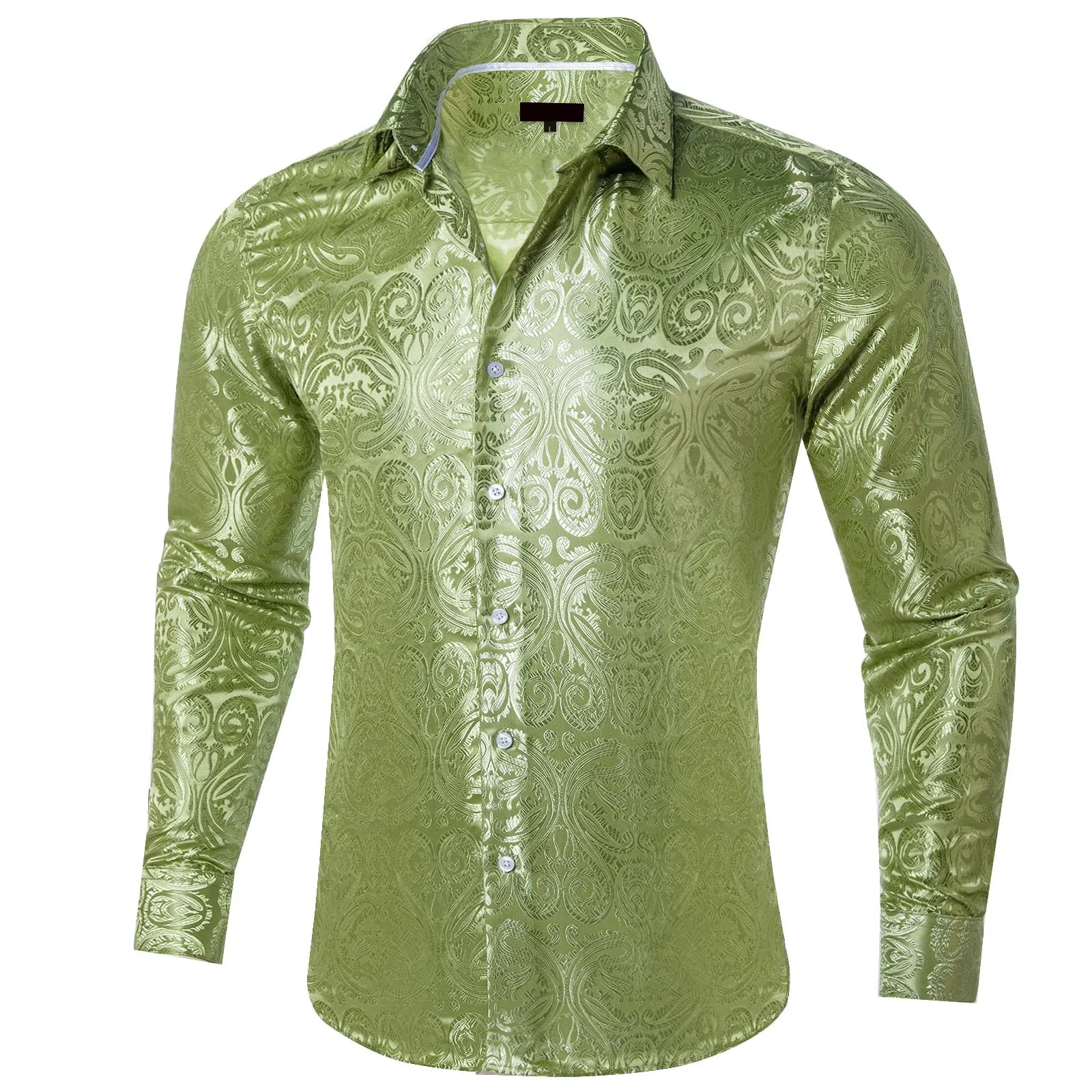 Ties2you Dress Shirt Asparagus Green Paisley Long Sleeve Button Shirt for Men