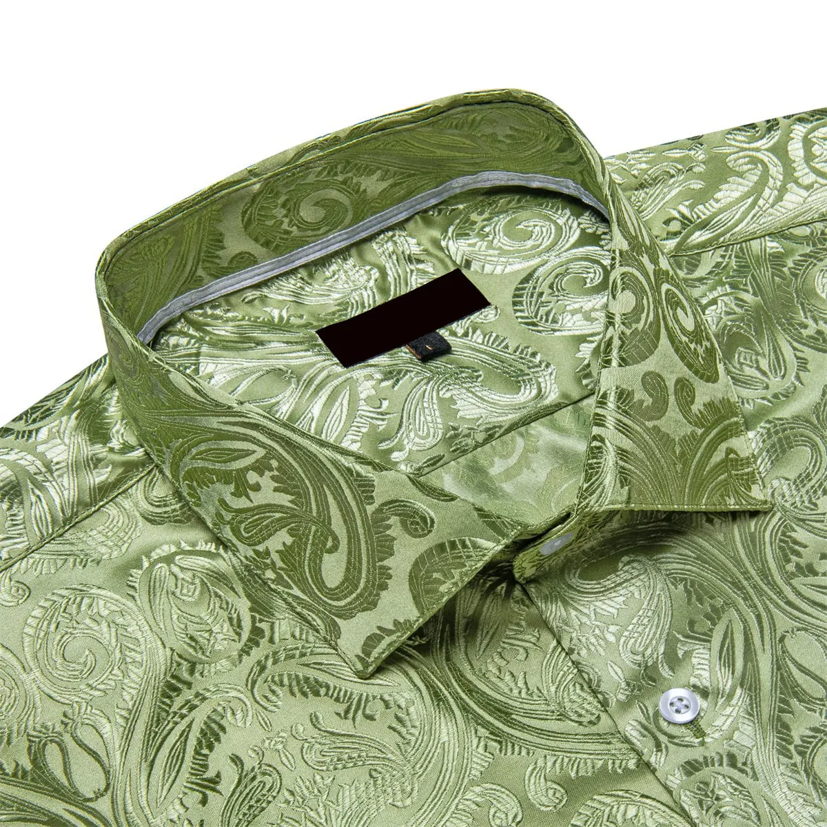 Ties2you Dress Shirt Asparagus Green Paisley Long Sleeve Button Shirt for Men