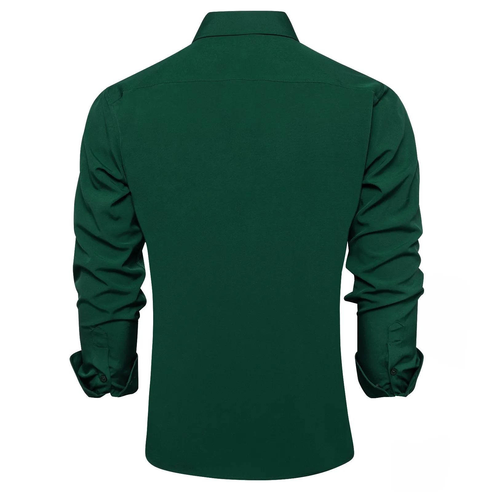 Ties2you Long Sleeve Shirt Emerald Green Solid Silk Business Shirt for Mens