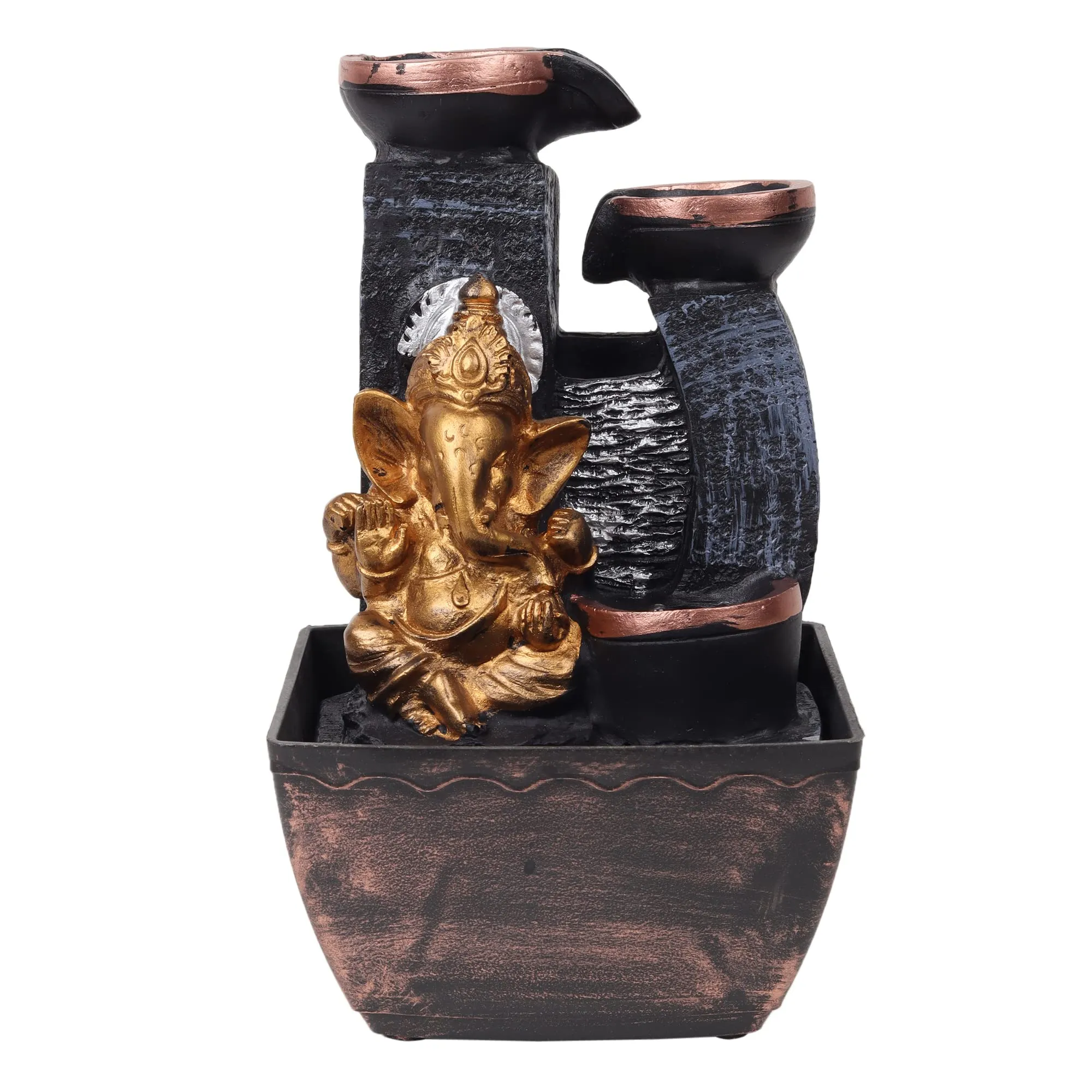 VIVARS Lord Ganesha Tabletop Polyresin Indoor Water Fountain with LED Light for Home Decor Decoration Showpiece Gift