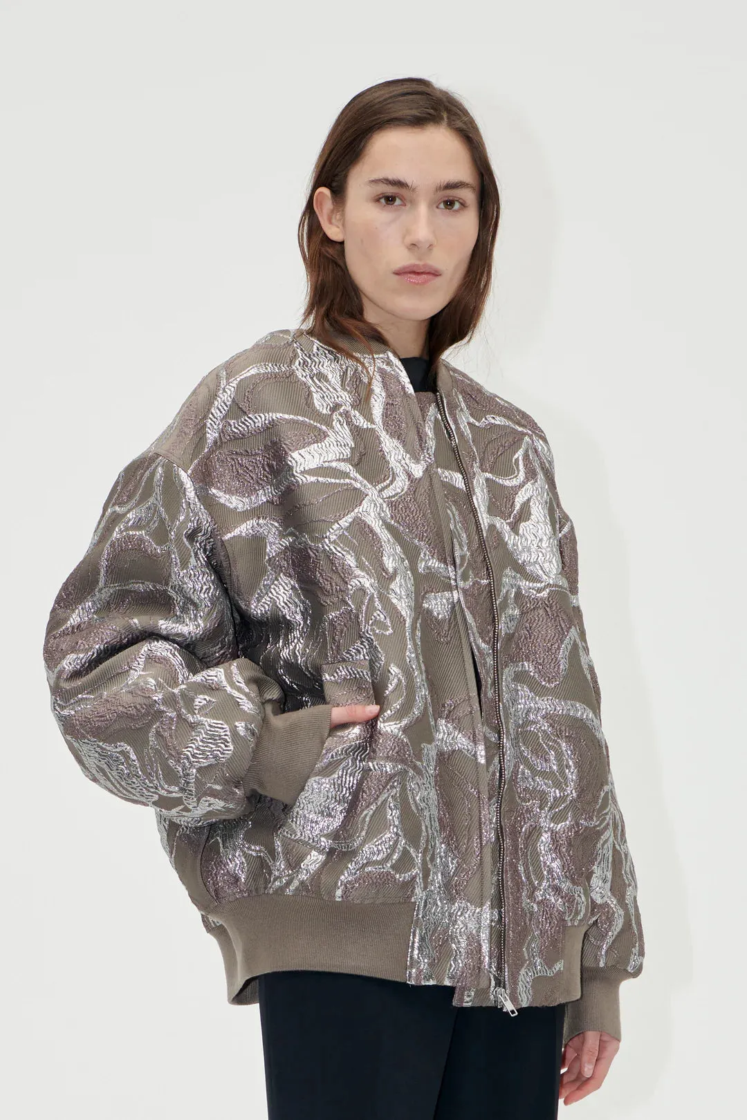 VOLUMINOUS BOMBER JACKET | ABSTRACT FOLIAGE