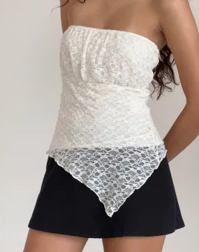 Wuni Longline Bandeau Top in Lace Ivory