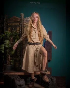 Zaafaraï Shirt Dress / Cotton Linen - MYCELIUM Beige