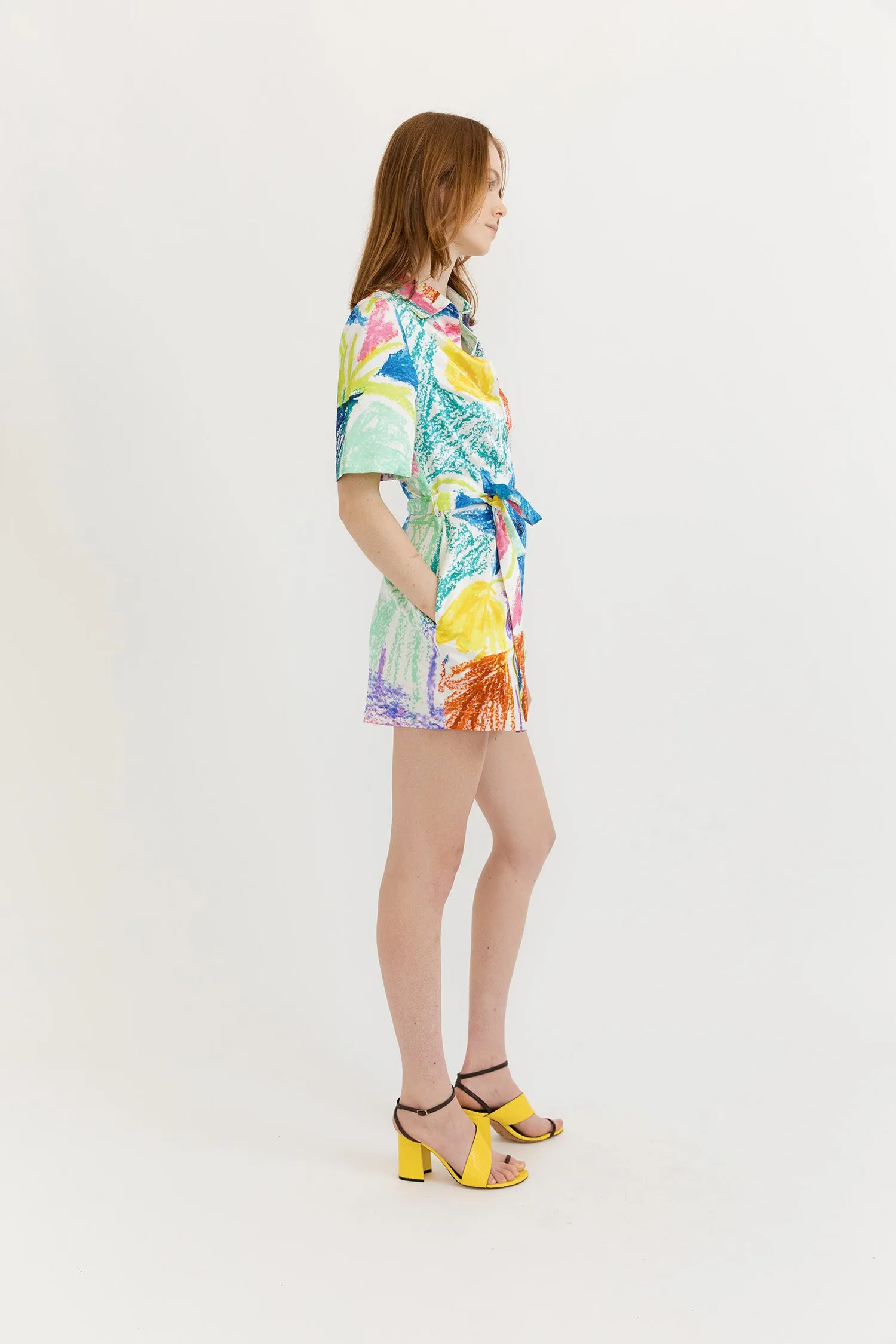 ZOFIA MINI FITTED SHIRT DRESS- BLUE FLOWER